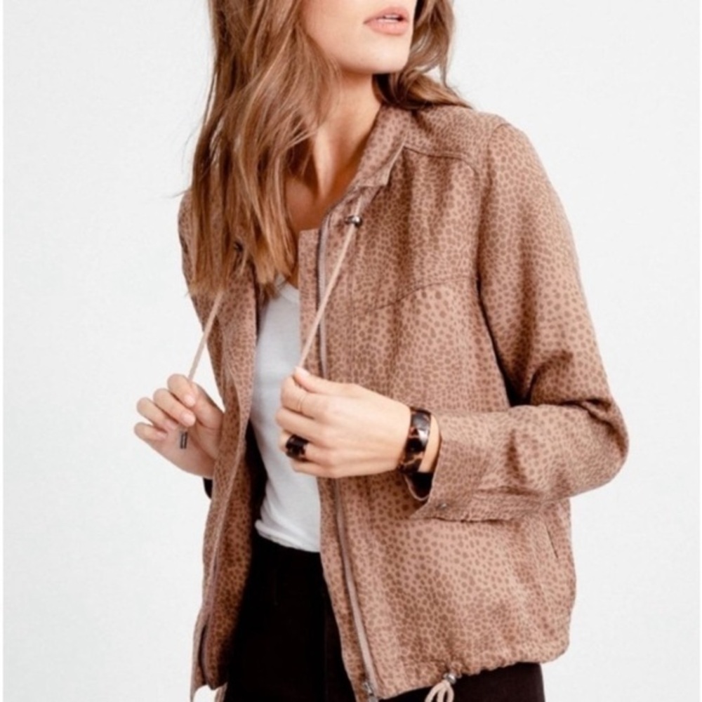 Rails Tennessee Jacket in Tawny Spots full zip up snap up funnel neck jacket M